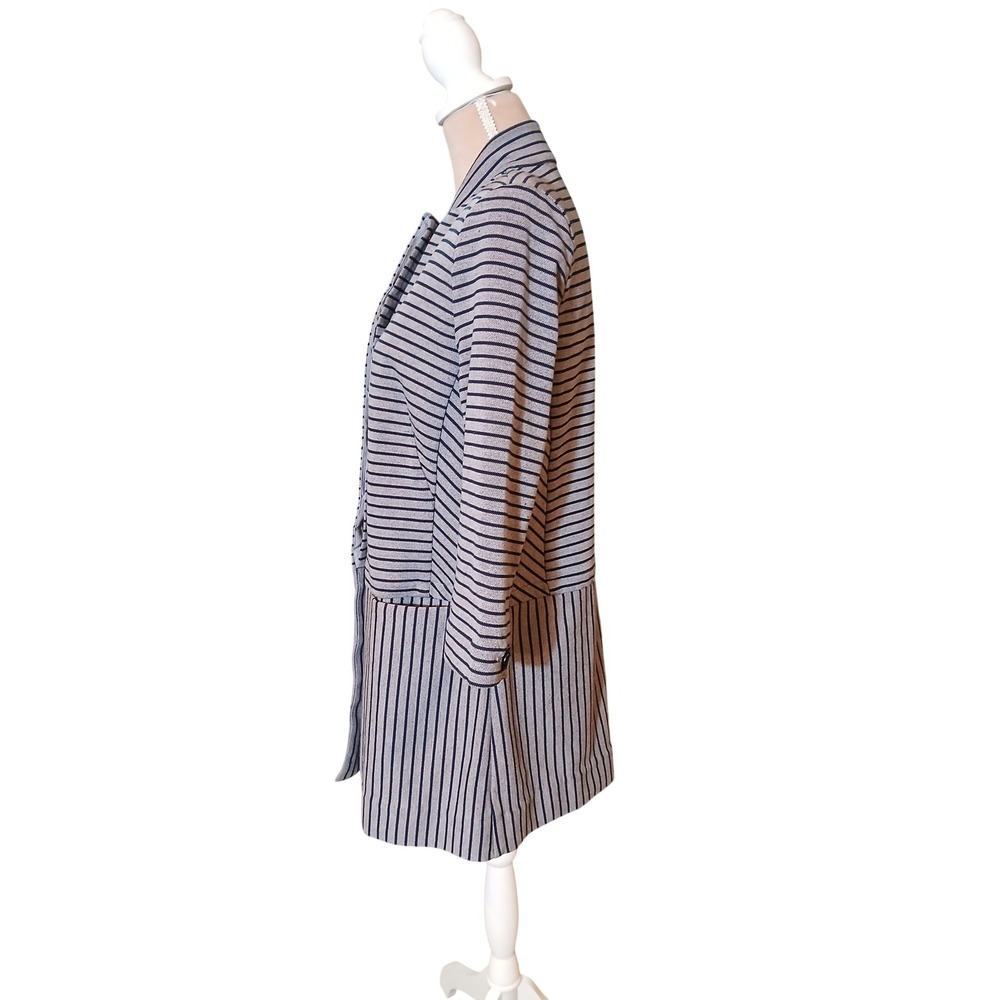 Cabi Blue Striped Stand Collar Jacket  Womans blazer Medium Minimalist Office - Picture 6 of 14